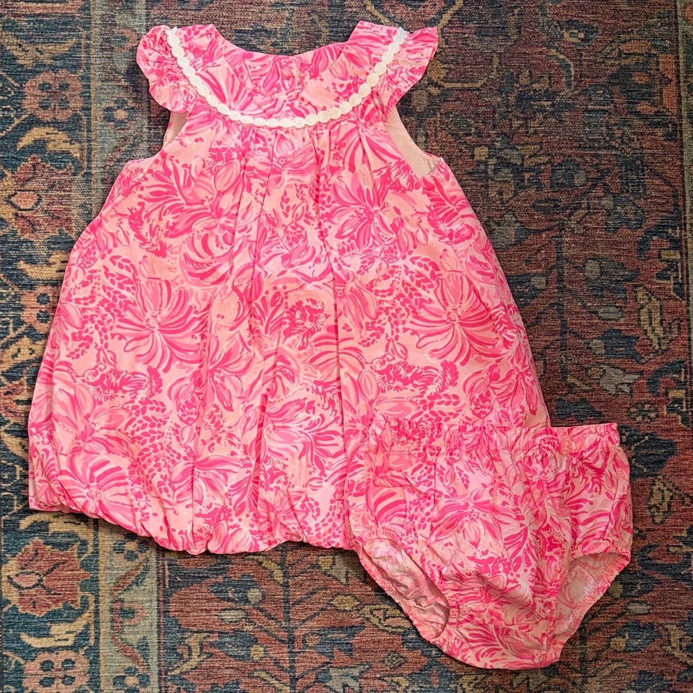 NWOT Lilly Pulitzer Baby Paloma Bubble Dress in Pink Blossom Foxy Llama